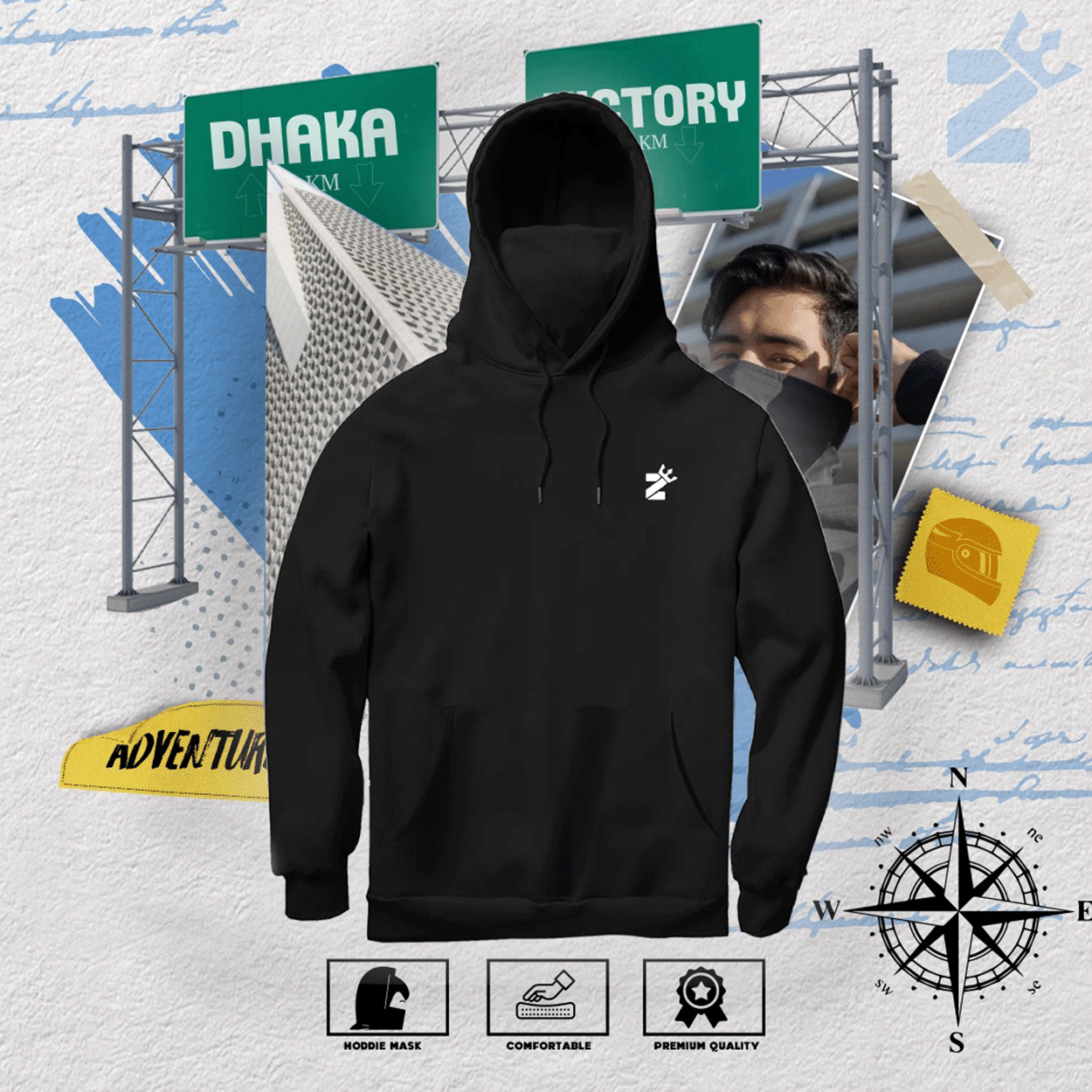 SOLID MASK HOODIE [BLACK]